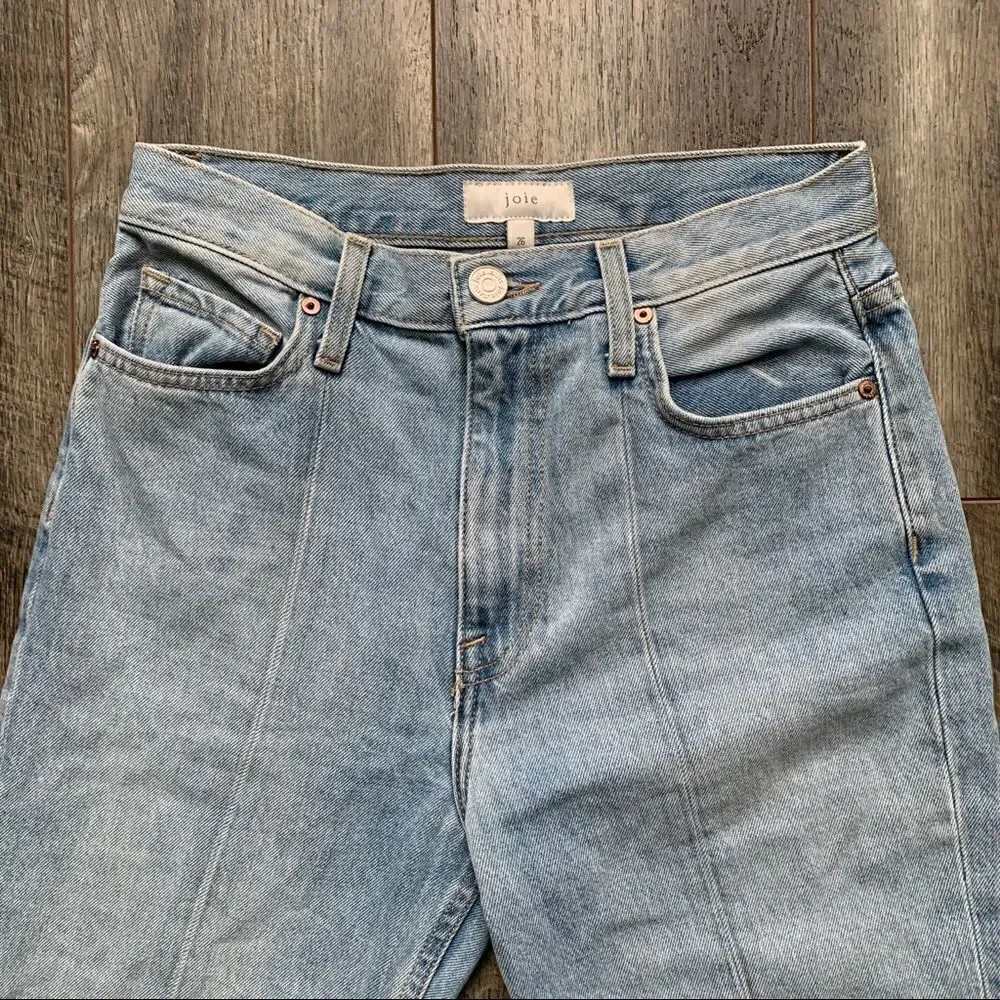 Joie Charan Raw Hem High Rise Straight Jeans Light Wash Size 26